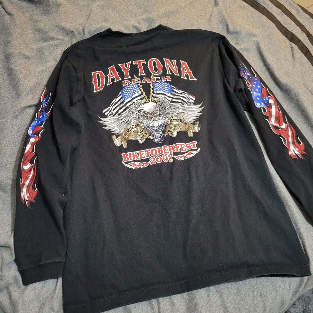 Daytona Beach Biketoberfest 2007 Black Long Sleeve Shirt Medium Motorcycle